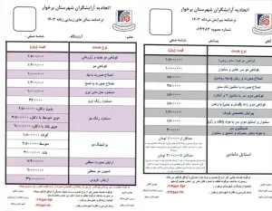 نرخنامه آرایشگاه های زنانه و مردانه شهرستان برخوار